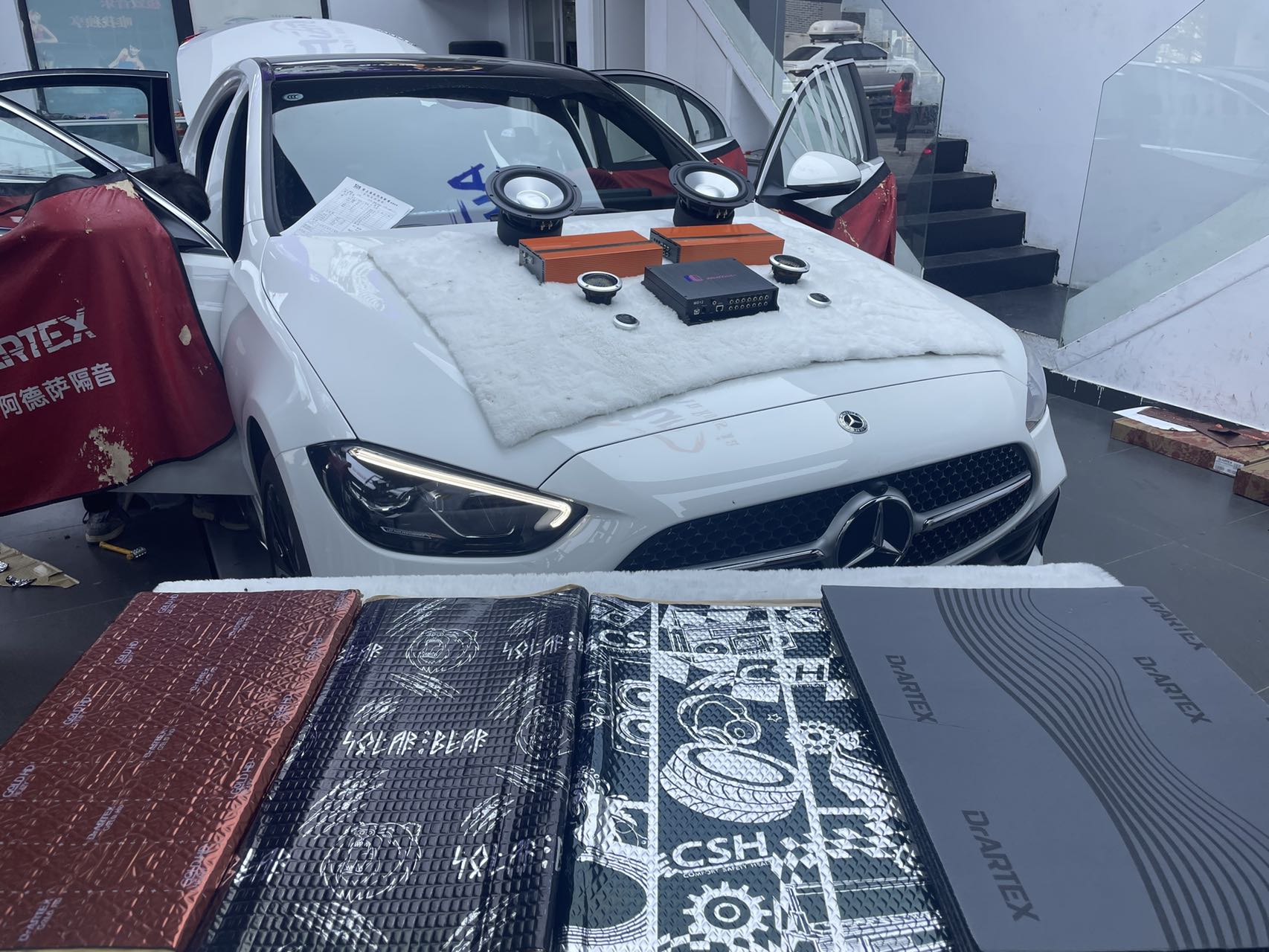 奔驰C350el隔音升级...